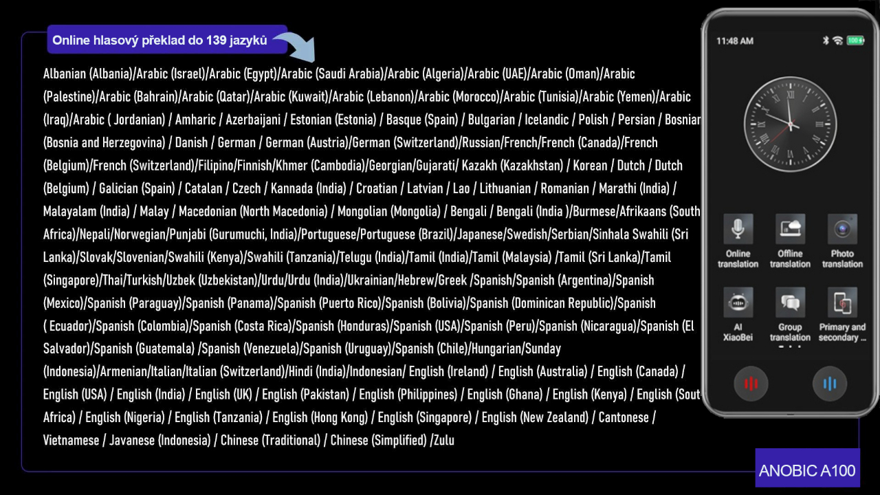 Hlasový překladač Anobic AI A100